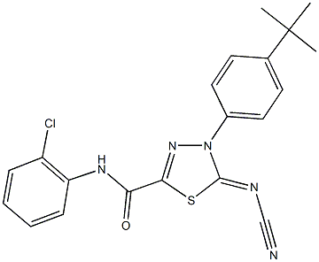 4-(4-tert-butylphenyl)-N-(2-chlorophenyl)-5-(cyanoimino)-4,5-dihydro-1,3,4-thiadiazole-2-carboxamide Struktur