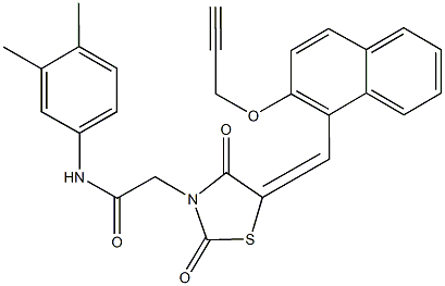 N-(3,4-dimethylphenyl)-2-(2,4-dioxo-5-{[2-(prop-2-ynyloxy)-1-naphthyl]methylene}-1,3-thiazolidin-3-yl)acetamide Struktur