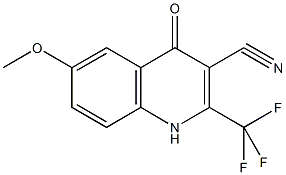 6-methoxy-4-oxo-2-(trifluoromethyl)-1,4-dihydro-3-quinolinecarbonitrile Struktur