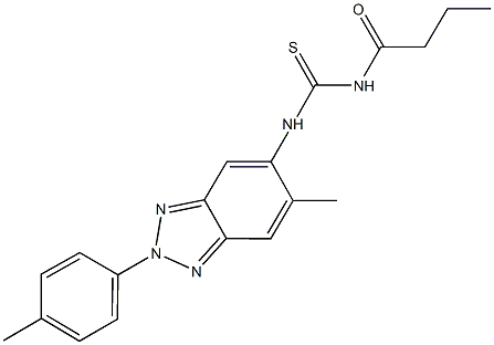 N-butyryl-N'-[6-methyl-2-(4-methylphenyl)-2H-1,2,3-benzotriazol-5-yl]thiourea Struktur