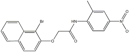 2-[(1-bromo-2-naphthyl)oxy]-N-{4-nitro-2-methylphenyl}acetamide Struktur