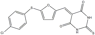 5-({5-[(4-chlorophenyl)sulfanyl]-2-furyl}methylene)-2-thioxodihydro-4,6(1H,5H)-pyrimidinedione Struktur