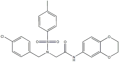 2-{(4-chlorobenzyl)[(4-methylphenyl)sulfonyl]amino}-N-(2,3-dihydro-1,4-benzodioxin-6-yl)acetamide Struktur