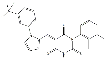 1-(2,3-dimethylphenyl)-2-thioxo-5-({1-[3-(trifluoromethyl)phenyl]-1H-pyrrol-2-yl}methylene)dihydro-4,6(1H,5H)-pyrimidinedione Struktur