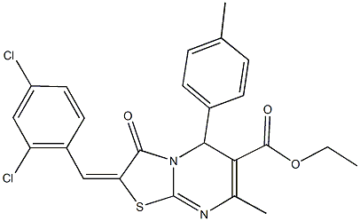 ethyl 2-(2,4-dichlorobenzylidene)-7-methyl-5-(4-methylphenyl)-3-oxo-2,3-dihydro-5H-[1,3]thiazolo[3,2-a]pyrimidine-6-carboxylate Struktur