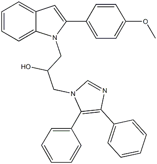 1-(4,5-diphenyl-1H-imidazol-1-yl)-3-[2-(4-methoxyphenyl)-1H-indol-1-yl]-2-propanol Struktur