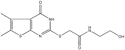 2-[(5,6-dimethyl-4-oxo-3,4-dihydrothieno[2,3-d]pyrimidin-2-yl)sulfanyl]-N-(2-hydroxyethyl)acetamide Struktur