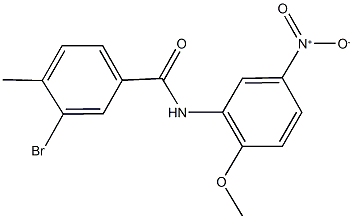 3-bromo-N-{5-nitro-2-methoxyphenyl}-4-methylbenzamide Struktur