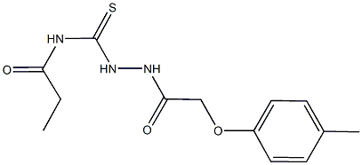 N-({2-[(4-methylphenoxy)acetyl]hydrazino}carbothioyl)propanamide Struktur