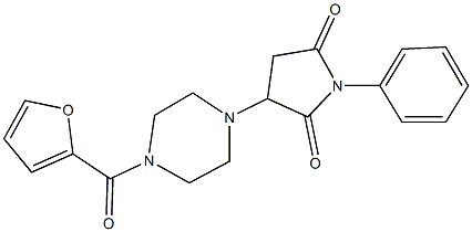 3-[4-(2-furoyl)-1-piperazinyl]-1-phenyl-2,5-pyrrolidinedione Struktur