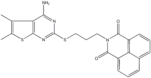 2-{3-[(4-amino-5,6-dimethylthieno[2,3-d]pyrimidin-2-yl)sulfanyl]propyl}-1H-benzo[de]isoquinoline-1,3(2H)-dione Struktur