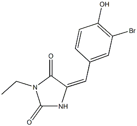 5-(3-bromo-4-hydroxybenzylidene)-3-ethyl-2,4-imidazolidinedione Struktur