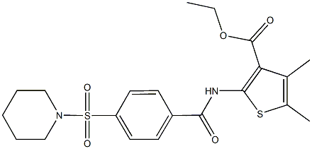 ethyl 4,5-dimethyl-2-{[4-(1-piperidinylsulfonyl)benzoyl]amino}-3-thiophenecarboxylate Struktur