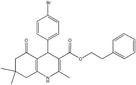 2-phenylethyl 4-(4-bromophenyl)-2,7,7-trimethyl-5-oxo-1,4,5,6,7,8-hexahydro-3-quinolinecarboxylate Struktur