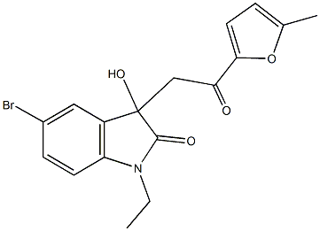 5-bromo-1-ethyl-3-hydroxy-3-[2-(5-methyl-2-furyl)-2-oxoethyl]-1,3-dihydro-2H-indol-2-one Struktur