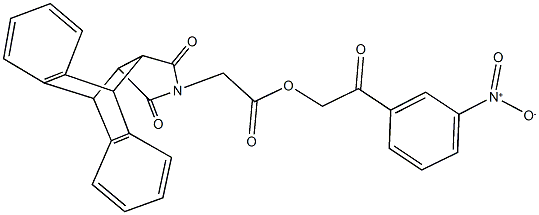 2-{3-nitrophenyl}-2-oxoethyl (16,18-dioxo-17-azapentacyclo[6.6.5.0~2,7~.0~9,14~.0~15,19~]nonadeca-2,4,6,9,11,13-hexaen-17-yl)acetate Struktur