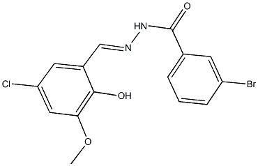 3-bromo-N'-(5-chloro-2-hydroxy-3-methoxybenzylidene)benzohydrazide Struktur