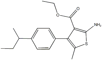 ethyl 2-amino-4-(4-sec-butylphenyl)-5-methyl-3-thiophenecarboxylate Struktur