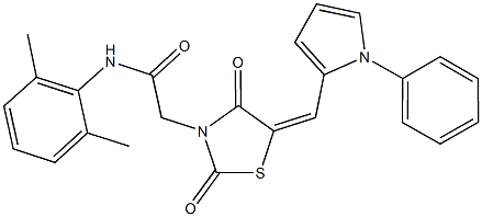 N-(2,6-dimethylphenyl)-2-{2,4-dioxo-5-[(1-phenyl-1H-pyrrol-2-yl)methylene]-1,3-thiazolidin-3-yl}acetamide Struktur