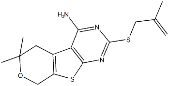 6,6-dimethyl-2-[(2-methyl-2-propenyl)sulfanyl]-5,8-dihydro-6H-pyrano[4',3':4,5]thieno[2,3-d]pyrimidin-4-amine Struktur