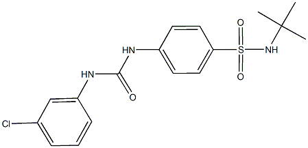 N-(tert-butyl)-4-{[(3-chloroanilino)carbonyl]amino}benzenesulfonamide Struktur