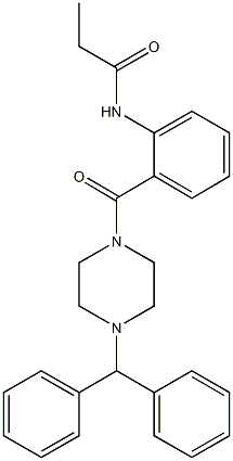 N-{2-[(4-benzhydryl-1-piperazinyl)carbonyl]phenyl}propanamide Struktur