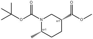 1-tert-butyl 3-methyl (3R,6S)-rel-6-methylpiperidine-1,3-dicarboxylate Struktur