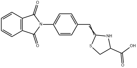 (2E)-2-{[4-(1,3-dioxo-2,3-dihydro-1H-isoindol-2-yl)phenyl]methylidene}-1,3-thiazolidine-4-carboxylic acid Struktur