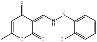 (3Z)-3-{[2-(2-chlorophenyl)hydrazin-1-yl]methylidene}-6-methyl-3,4-dihydro-2H-pyran-2,4-dione Struktur