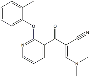 (2E)-3-(dimethylamino)-2-[(E)-2-(2-methylphenoxy)pyridine-3-carbonyl]prop-2-enenitrile Struktur