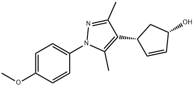 (1S,4R)-4-(1-(4-methoxyphenyl)-3,5-dimethyl-1H-pyrazol-4-yl)cyclopent-2-enol Struktur