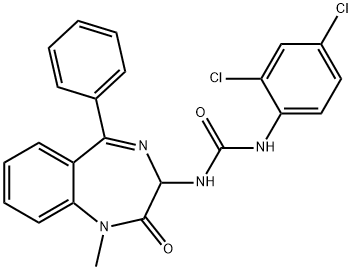 1-(2,4-dichlorophenyl)-3-(1-methyl-2-oxo-5-phenyl-2,3-dihydro-1H-1,4-benzodiazepin-3-yl)urea Struktur