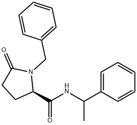 (2R)-1-benzyl-5-oxo-N-(1-phenylethyl)pyrrolidine-2-carboxamide Struktur