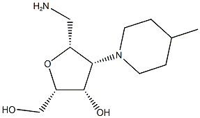 (2S,3S,4R,5R)-5-(aminomethyl)-2-(hydroxymethyl)-4-(4-methylpiperidin-1-yl)tetrahydrofuran-3-ol Struktur