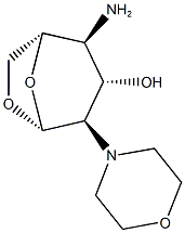 (1S,2S,3S,4R,5R)-2-amino-4-morpholino-6,8-dioxabicyclo[3.2.1]octan-3-ol Struktur