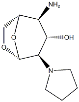 (1S,2S,3S,4R,5R)-2-amino-4-(pyrrolidin-1-yl)-6,8-dioxabicyclo[3.2.1]octan-3-ol Struktur