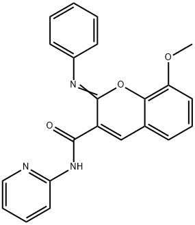 (2Z)-8-methoxy-2-(phenylimino)-N-(pyridin-2-yl)-2H-chromene-3-carboxamide Struktur