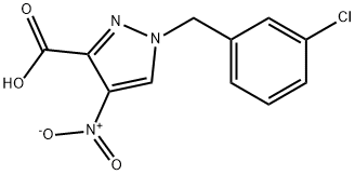 1-[(3-chlorophenyl)methyl]-4-nitro-1H-pyrazole-3-carboxylic acid Struktur