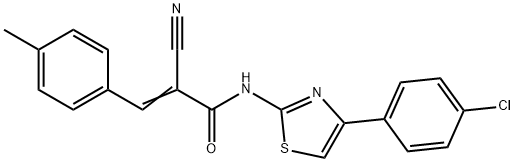 (2E)-N-[4-(4-chlorophenyl)-1,3-thiazol-2-yl]-2-cyano-3-(4-methylphenyl)prop-2-enamide Struktur