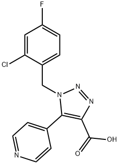 1-[(2-chloro-4-fluorophenyl)methyl]-5-(pyridin-4-yl)-1H-1,2,3-triazole-4-carboxylic acid Struktur