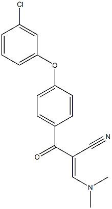 (2E)-2-[(E)-4-(3-chlorophenoxy)benzoyl]-3-(dimethylamino)prop-2-enenitrile Struktur