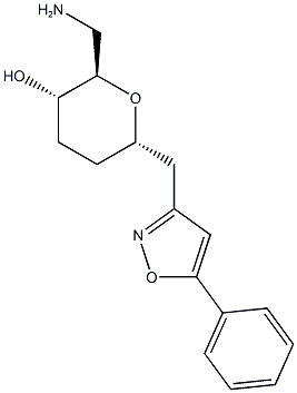 (2R,3S,6S)-2-(aminomethyl)-6-((5-phenylisoxazol-3-yl)methyl)tetrahydro-2H-pyran-3-ol Struktur