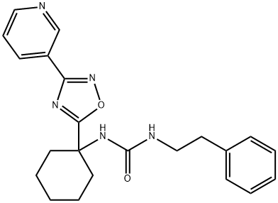 1-(2-phenylethyl)-3-{1-[3-(pyridin-3-yl)-1,2,4-oxadiazol-5-yl]cyclohexyl}urea Struktur