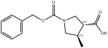 trans-1-[(benzyloxy)carbonyl]-4-methylpyrrolidine-3-carboxylic acid Struktur