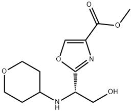 (S)-methyl 2-(2-hydroxy-1-(tetrahydro-2H-pyran-4-ylamino)ethyl)oxazole-4-carboxylate Struktur