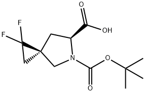 (3r,6s)-5-[(tert-butoxy)carbonyl]-1,1-difluoro-5-azaspiro[2.4]heptane-6-carboxylic acid Struktur