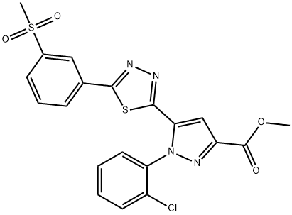 Methyl 1-(2-chlorophenyl)-5-(5-(3-(methylsulfonyl)phenyl)-1,3,4-thiadiazol-2-yl)-1H-pyrazole-3-carboxylate Struktur