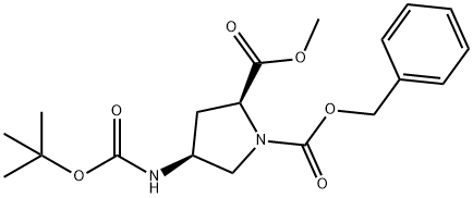 1,2-Pyrrolidinedicarboxylic acid, 4-[[(1,1-dimethylethoxy)carbonyl]amino]-, 2-methyl 1-(phenylmethyl) ester, (2S,4S)- Struktur