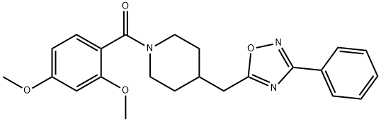 1-(2,4-dimethoxybenzoyl)-4-[(3-phenyl-1,2,4-oxadiazol-5-yl)methyl]piperidine Struktur