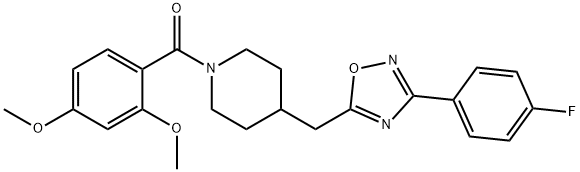 1-(2,4-dimethoxybenzoyl)-4-{[3-(4-fluorophenyl)-1,2,4-oxadiazol-5-yl]methyl}piperidine Struktur